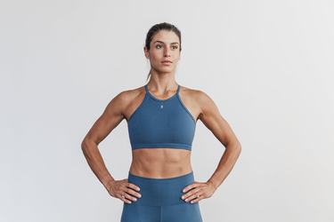 Nobull Halter Matte Women's Sports Bras Blue | Australia (CY3629)